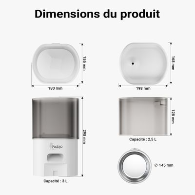 Fudajo Distributeur de nourriture et d'eau 28,3 x 18 x 29,8 cm / 19,8 x 16,