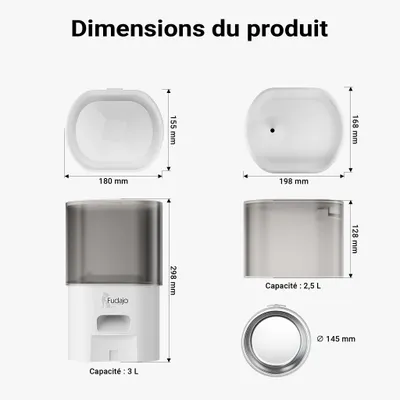 Fudajo Distributeur de nourriture et d'eau 28,3 x 18 x 29,8 cm / 19,8 x 16,