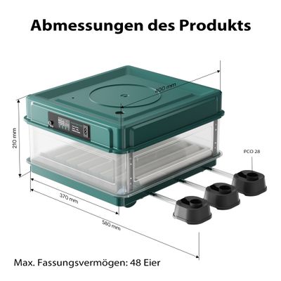 Fudajo Couveuse de poussins – 80 W – pour 48 œufs – Système humidification,