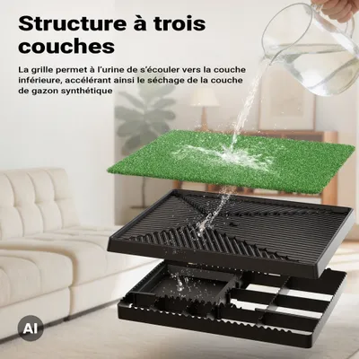 Fudajo Toilette pour chiens – 63 x 51 cm – avec Gazon artificiel et Bac col