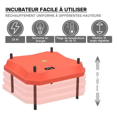 Fudajo Panneau chauffant – 35 x 35 cm – 50 W – pour élevage de 30 poussins