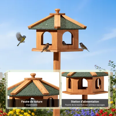 Toboli Mangeoire sur pied – 115 cm – en Bois de sapin – avec Fenêtres – Abr