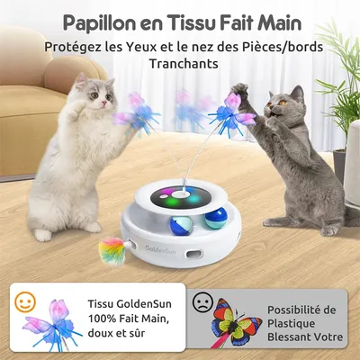 IntiMeg Jouet interactif électrique 3 en 1 pour chat