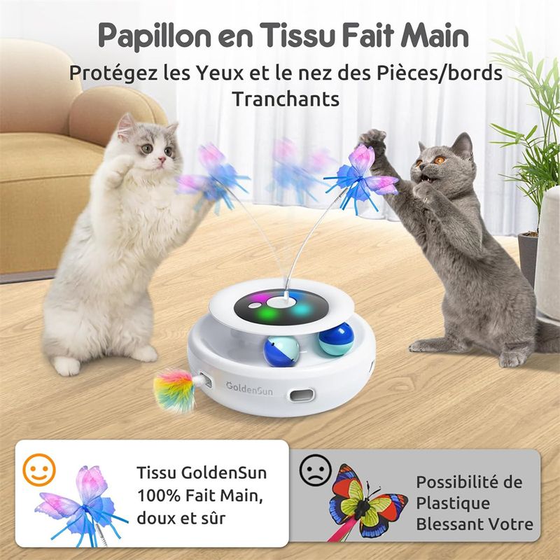 IntiMeg Jouet interactif électrique 3 en 1 pour chat