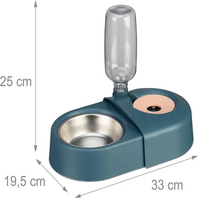IntiMeg Distributeur d’eau et de nourriture 2-en-1 pour chien et chat