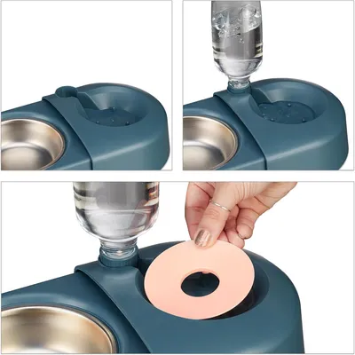 IntiMeg Distributeur d’eau et de nourriture 2-en-1 pour chien et chat