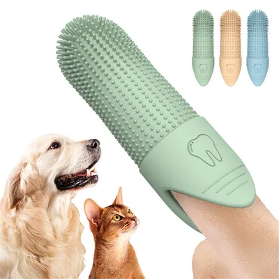 IntiMeg Cepillo de dientes de dedo para perros y gatos