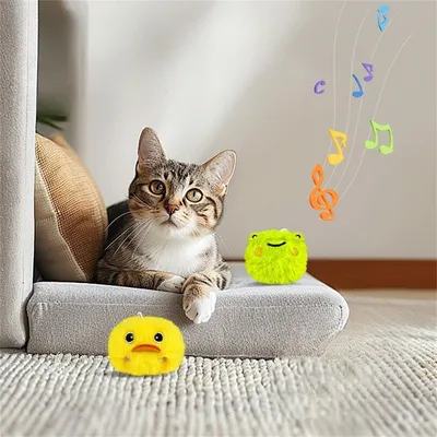 FurryFusion Balle sonore en peluche pour chats