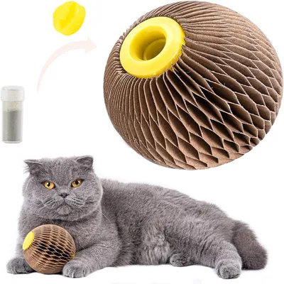 FurryFusion Balle d'herbe à chat en carton ondulé