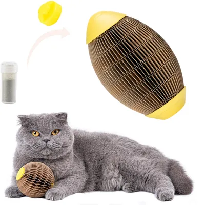 FurryFusion Balle d'herbe à chat en carton ondulé