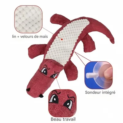 FurryFusion Jouet en peluche crocodile pour chien
