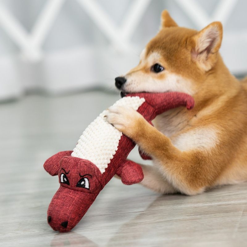 FurryFusion Jouet en peluche crocodile pour chien