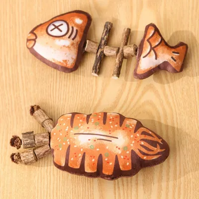 FurryFusion Jouet herbe à chat en forme de poisson