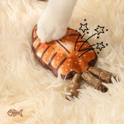 FurryFusion Jouet herbe à chat en forme de poisson