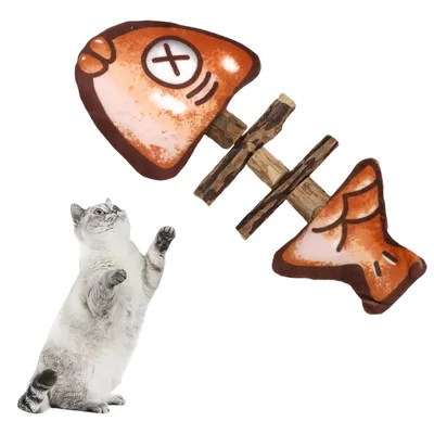 FurryFusion Jouet herbe à chat en forme de poisson