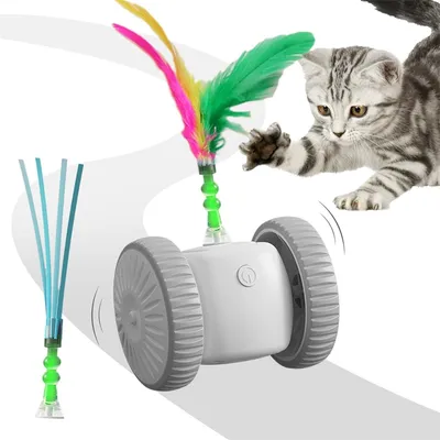 FurryFusion Jouet interactif pour chat avec des plumes colorées FurryFusion Jouet interactif pour chat avec des plumes colorées