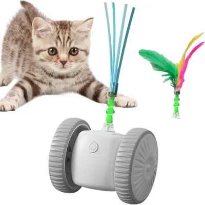 FurryFusion Jouet interactif pour chat avec des plumes colorées