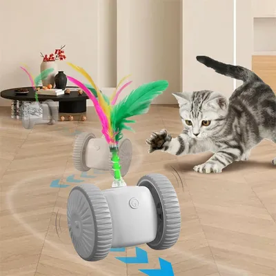 FurryFusion Jouet interactif pour chat avec des plumes colorées