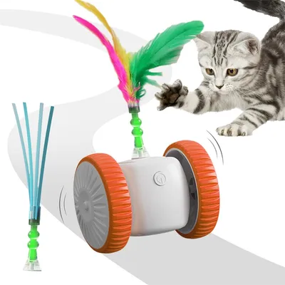 FurryFusion Jouet interactif pour chat avec des plumes colorées