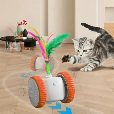 FurryFusion Jouet interactif pour chat avec des plumes colorées