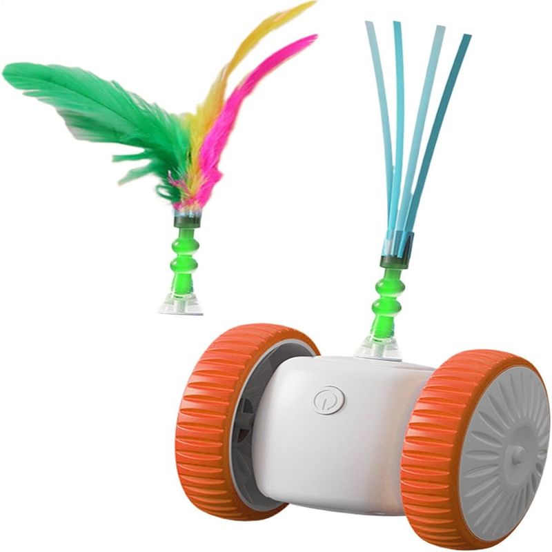 FurryFusion Jouet interactif pour chat avec des plumes colorées