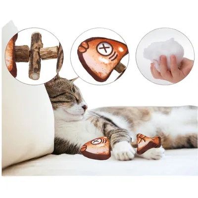 FurryFusion Jouet herbe à chat en forme de poisson