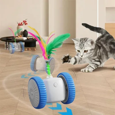 FurryFusion Jouet interactif pour chat avec des plumes colorées