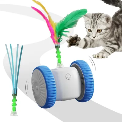 FurryFusion Jouet interactif pour chat avec des plumes colorées