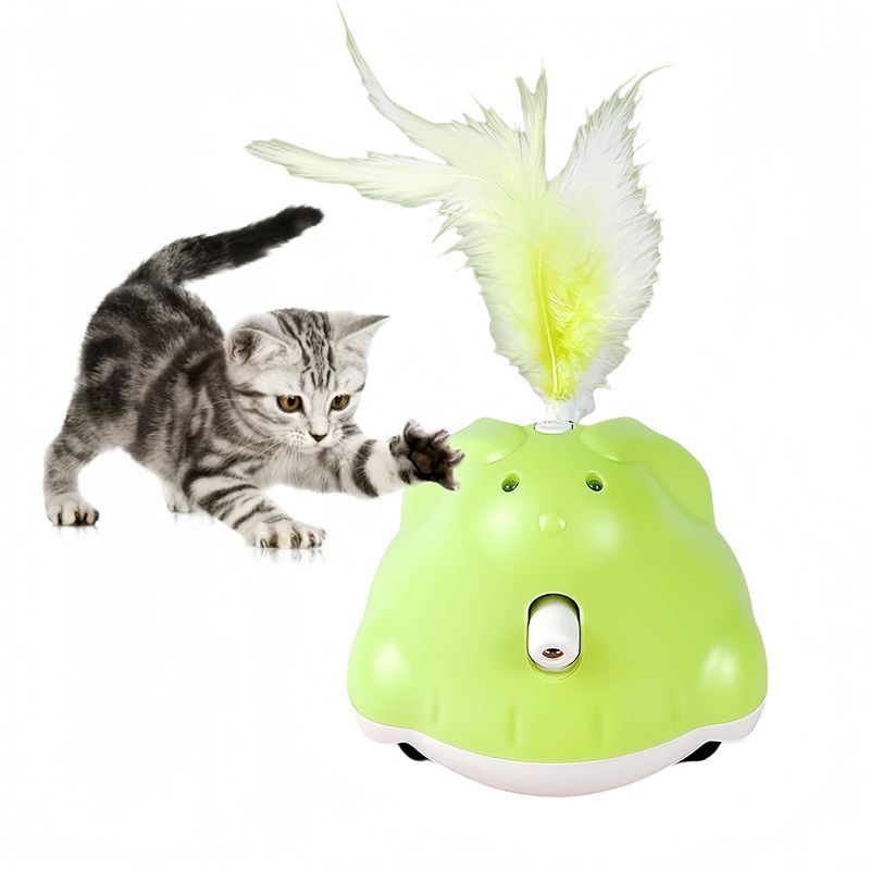 FurryFusion Jouet électrique Baton à plumes et laser rotatif