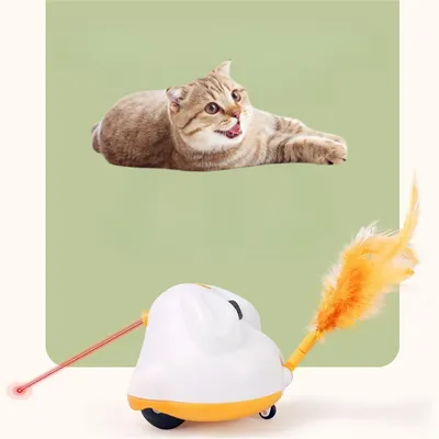 FurryFusion Jouet électrique Baton à plumes et laser rotatif