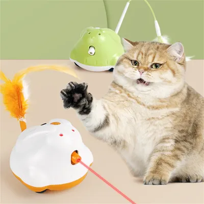 FurryFusion Jouet électrique Baton à plumes et laser rotatif