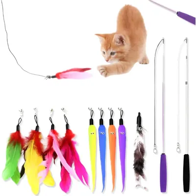 FurryFusion 11 Pièces Jouets à Plumes pour Chats Jouet Interactif pour Chat