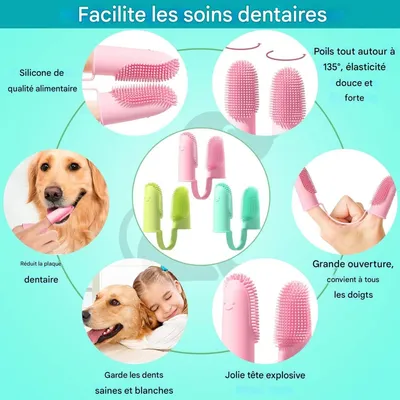 FurryFusion Brosse pour doigt pour chien et chat paquet de 3