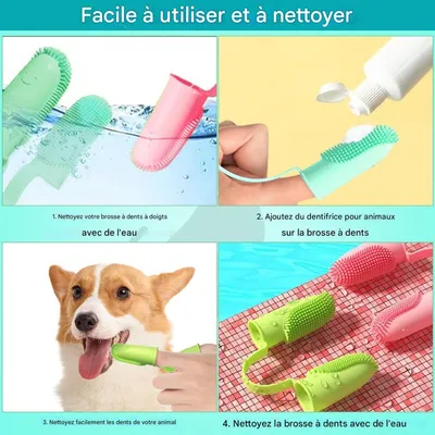 FurryFusion Brosse pour doigt pour chien et chat paquet de 3