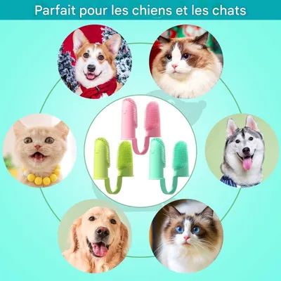FurryFusion Brosse pour doigt pour chien et chat paquet de 3