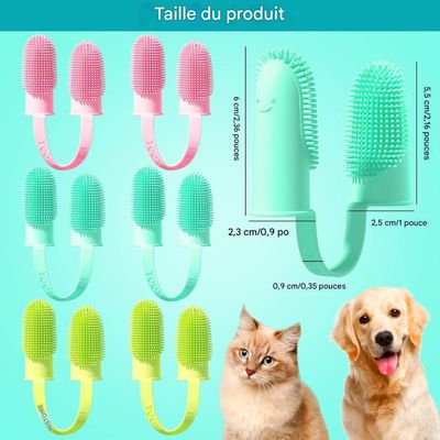 FurryFusion Cepillo de dedos para perros y gatos, paquete de 3