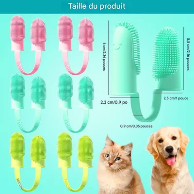 FurryFusion Cepillo de dedos para perros y gatos, paquete de 3