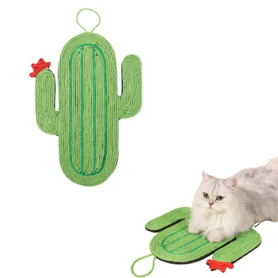 FurryFusion Alfombrilla rascador para gatos con forma de cactus