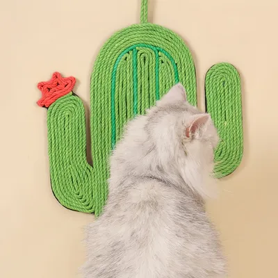 FurryFusion Alfombrilla rascador para gatos con forma de cactus
