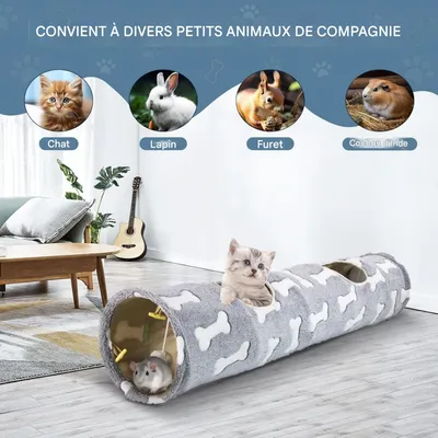 FurryFusion Tunnel multifonctionnel pliable pour chats