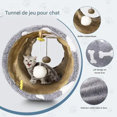 FurryFusion Tunnel multifonctionnel pliable pour chats