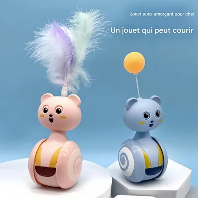 FurryFusion Jeu de chat auto-amusant avec balles et bâton à plumes