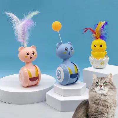 FurryFusion Jeu de chat auto-amusant avec balles et bâton à plumes