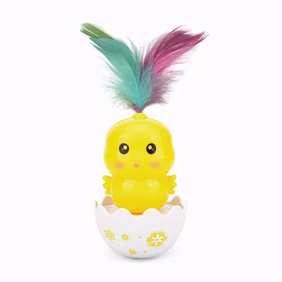 FurryFusion Juguete de plumas para gatos con forma de pollito de colores