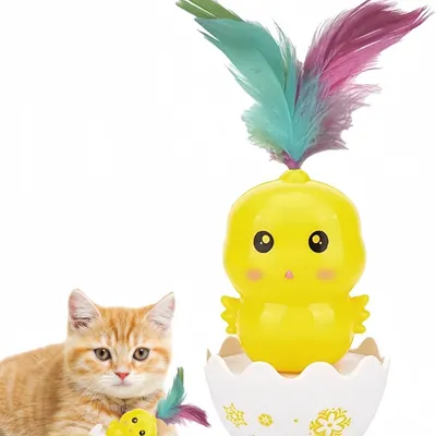 FurryFusion Jouet en forme de plume de chat en forme de poussin coloré