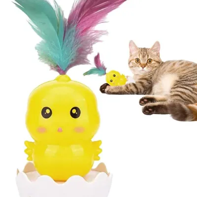 FurryFusion Jouet en forme de plume de chat en forme de poussin coloré
