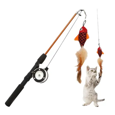 FurryFusion Canne à pêche en forme de poisson pour chat