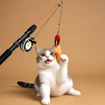 FurryFusion Canne à pêche en forme de poisson pour chat