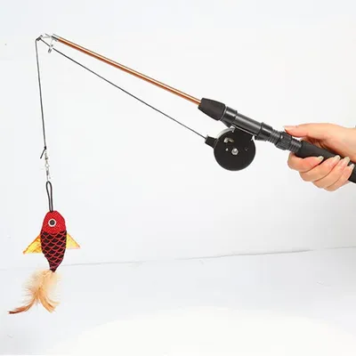 FurryFusion Canne à pêche en forme de poisson pour chat