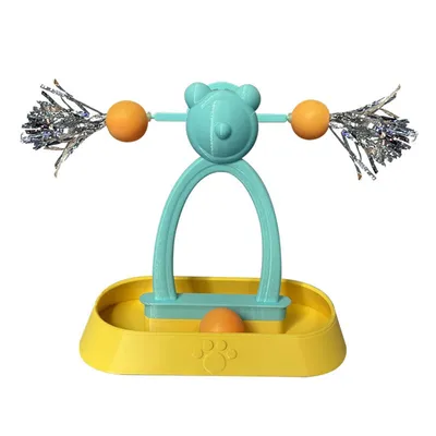 FurryFusion Jeu de chat avec plateau rotatif et bâton à plumes